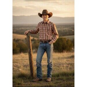 Panhandle Slim Western Shirt Boys Large 14 Orange Pearl Snap Rodeo Cowboy